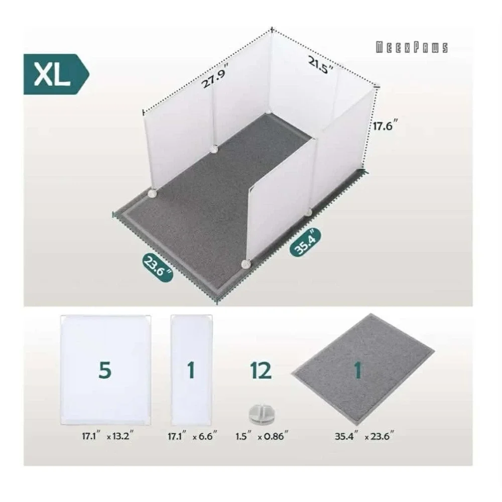 Meexpaws Cat Litter Box Enclosure Splash Guard Extra Large 28L x 21.5W x 18H Inc